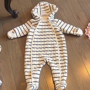 Nordstrom Navy and White Striped Hooded Footie